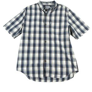 Men's‎ Carhartt Relaxed Fit Plaid 100% Cotton Short Sleeve Button Down Large